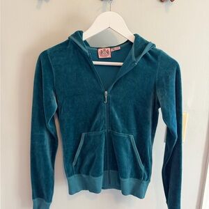 Juicy Couture Teal Velour Zip Hoodie